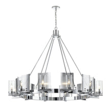 Load image into Gallery viewer, 12 - Light Ring Chandelier Ceiling Light in Chrome Finish with Clear Glass, Diam 50" Height 39", 120V, Bulb Type B10, Socket Type E12, Max wattage Per Socket 60W - LEDMyPlace