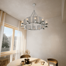 Load image into Gallery viewer, 12 - Light Ring Chandelier Ceiling Light in Chrome Finish with Clear Glass, Diam 50" Height 39", 120V, Bulb Type B10, Socket Type E12, Max wattage Per Socket 60W - LEDMyPlace