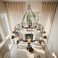 Load image into Gallery viewer, 12 - Light Ring Chandelier Ceiling Light in Chrome Finish with Clear Glass, Diam 50" Height 39", 120V, Bulb Type B10, Socket Type E12, Max wattage Per Socket 60W - LEDMyPlace
