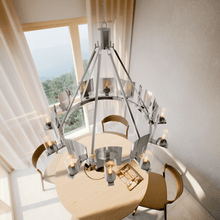 Load image into Gallery viewer, 12 - Light Ring Chandelier Ceiling Light in Chrome Finish with Clear Glass, Diam 50" Height 39", 120V, Bulb Type B10, Socket Type E12, Max wattage Per Socket 60W - LEDMyPlace