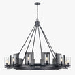 Load image into Gallery viewer, 12 - Light Ring Chandelier Ceiling Light in Matte Black Finish with Clear Glass, Diam 50" Height 39", 120V, Bulb Type B10, Socket Type E12, Max wattage Per Socket 60W - LEDMyPlace