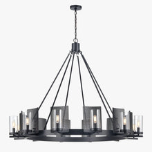 Load image into Gallery viewer, 12 - Light Ring Chandelier Ceiling Light in Matte Black Finish with Clear Glass, Diam 50" Height 39", 120V, Bulb Type B10, Socket Type E12, Max wattage Per Socket 60W - LEDMyPlace