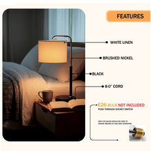Load image into Gallery viewer, 12″D x 23″H Modern Desk Lamp with White Linen Shade – Black or Brushed Brass Finish - 4 Pack - LEDMyPlace