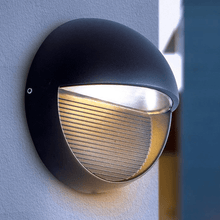 Load image into Gallery viewer, 12W, Decorative LED Outdoor Wall Sconce, Half Round, Dimmable, ETL Listed, Frosted Glass Shade, Wet Location, 3000K/5000K, Deck Rail Lighting, Black - LEDMyPlace