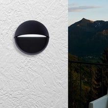 Load image into Gallery viewer, 12W, Decorative LED Outdoor Wall Sconce, Half Round, Dimmable, ETL Listed, Frosted Glass Shade, Wet Location, 3000K/5000K, Deck Rail Lighting, Black - LEDMyPlace