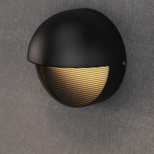 Load image into Gallery viewer, 12W, Decorative LED Outdoor Wall Sconce, Half Round, Dimmable, ETL Listed, Frosted Glass Shade, Wet Location, 3000K/5000K, Deck Rail Lighting, Black - LEDMyPlace