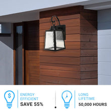 Load image into Gallery viewer, 12W LED Outdoor Wall Lantern Fixture with Water Glass Shade, 4000K (Cool White), Dimmable, ETL Listed - LEDMyPlace