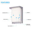 Load image into Gallery viewer, 12W Rectangle Shape LED Outdoor Wall Sconce, Painted Silver Finish, White Acrylic Shade, ETL Listed - LEDMyPlace
