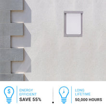 Load image into Gallery viewer, 12W Rectangle Shape LED Outdoor Wall Sconce, Painted Silver Finish, White Acrylic Shade, ETL Listed - LEDMyPlace