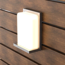 Load image into Gallery viewer, 12W Rectangle Shape LED Outdoor Wall Sconce, Painted Silver Finish, White Acrylic Shade, ETL Listed - LEDMyPlace