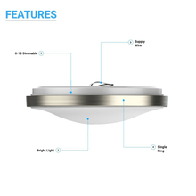 Load image into Gallery viewer, 14 in. Round Brushed Nickel Dimmable Flush Mount Ceiling Light, Single Ring - 1750 Lumens - Power - 25W - 3 Color Switchable (3000K/4000K/5000K) - LEDMyPlace