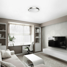 Load image into Gallery viewer, 14 in. Round Brushed Nickel Dimmable Flush Mount Ceiling Light, Single Ring - 1750 Lumens - Power - 25W - 3 Color Switchable (3000K/4000K/5000K) - LEDMyPlace