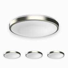 Load image into Gallery viewer, 14 in. Round Brushed Nickel Dimmable Flush Mount Ceiling Light, Single Ring - 1750 Lumens - Power - 25W - 3 Color Switchable (3000K/4000K/5000K) - LEDMyPlace