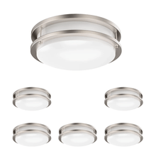 Load image into Gallery viewer, 14 inch Dimmable LED Flush Mount Ceiling Lights, Double Ring, 22W, 1600 Lumens, 2700K/3000K/3500K/4000K/5000K Changeable Ceiling Lights, Brushed Nickel Finish Steel, For Hallway Kitchen Stairwell, ETL Listed - LEDMyPlace