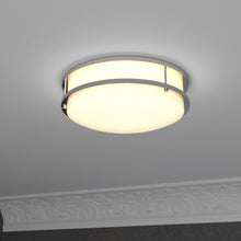 Load image into Gallery viewer, 14 inch Dimmable LED Flush Mount Ceiling Lights, Double Ring, 25W,1750 Lumens, 3000K/4000K/5000K Switchable Ceiling Lights, Brushed Nickel Finish Steel, For Hallway Kitchen Stairwell, ETL Listed - LEDMyPlace