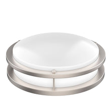 Load image into Gallery viewer, 14 inch Dimmable LED Flush Mount Ceiling Lights, Double Ring, 25W,1750 Lumens, 3000K/4000K/5000K Switchable Ceiling Lights, Brushed Nickel Finish Steel, For Hallway Kitchen Stairwell, ETL Listed - LEDMyPlace