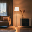 Load image into Gallery viewer, 15" Dia x 59"H Modern Floor Lamp with White Linen Shade – Brushed Nickel Finish - 2 Pack - LEDMyPlace