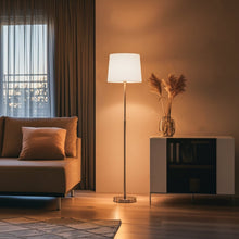Load image into Gallery viewer, 15" Dia x 59"H Modern Floor Lamp with White Linen Shade – Brushed Nickel Finish - 2 Pack - LEDMyPlace