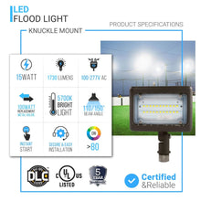 Load image into Gallery viewer, 15W Outdoor LED Flood Security Lights, 5700K, 1730LM, IP65 Waterproof Landscape Lighting, Knuckle Mount, Bronze, Outdoor Garden Area Security Floodlight - LEDMyPlace