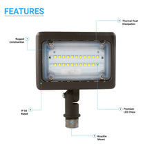 Load image into Gallery viewer, 15W Outdoor LED Flood Security Lights, 5700K, 1730LM, IP65 Waterproof Landscape Lighting, Knuckle Mount, Bronze, Outdoor Garden Area Security Floodlight - LEDMyPlace