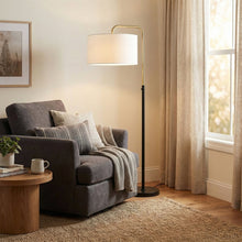 Load image into Gallery viewer, 15″W x 60″H Floor Lamp with White Linen Shade – Black or Brushed Brass Finish - 2 Pack - LEDMyPlace