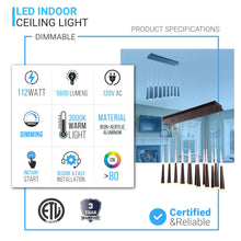 Load image into Gallery viewer, 16 - Light Chandelier, Industrial Hanging/ Suspension Light Fixture, 112W, 3000K(warm white), 5600LM, Island Pendant Light, Dimmable - LEDMyPlace