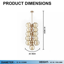 Load image into Gallery viewer, 16 - Light Modern Glass Ball Bubble Chandelier New Brass Finish Hardware with Mercury Glass, E12 Base - 25” D x 43“H - LEDMyPlace