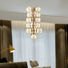 Load image into Gallery viewer, 16 - Light Modern Glass Ball Bubble Chandelier New Brass Finish Hardware with Mercury Glass, E12 Base - LEDMyPlace