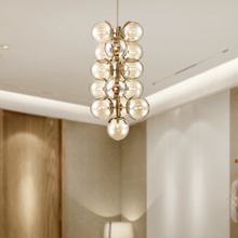 Load image into Gallery viewer, 16 - Light Modern Glass Ball Bubble Chandelier New Brass Finish Hardware with Mercury Glass, E12 Base - LEDMyPlace