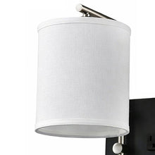 Load image into Gallery viewer, 17.5″W x 13″H Double Wall Lamp with White Linen Shades – Matte Black or Brushed Nickel Finish - 2 Pack - LEDMyPlace
