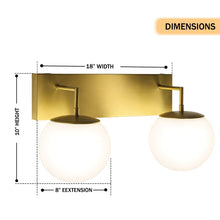 Load image into Gallery viewer, 18″W x 10″H x 8″E Burnished Brass Double Wall Sconce with Dual Frosted White Acrylic Shades and 2×E26 Rocker - Switch Lights - 2 Pack - LEDMyPlace