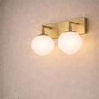 Load image into Gallery viewer, 18″W x 10″H x 8″E Burnished Brass Double Wall Sconce with Dual Frosted White Acrylic Shades and 2×E26 Rocker - Switch Lights - 2 Pack - LEDMyPlace