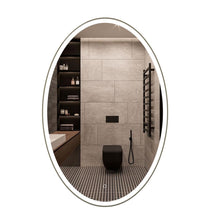 Load image into Gallery viewer, Oval LED Lighted Bathroom Vanity Mirror, Touch Switch, Anti - Fog Wall Mounted Makeup Mirror &amp; CCT Remembrance, CRI 90+, LED Oval Mirror for Bathroom, Lunar Style - LEDMyPlace