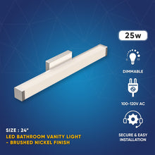 Load image into Gallery viewer, Bathroom Light Fixtures, Wall Mount, 24 inch/36 inch/48 inch, ETL Listed, Dimmable, Waterproof  Vanity Lighting, Rectangle Shape