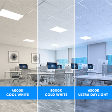 Load image into Gallery viewer, 2 - ft x 2 - ft LED Panel Light 20/30/40 Watt Adjustable, 4000K/5000K/6500K CCT Changeable, Dip Switch, 0 - 10V Dim, 120 - 277V, ETL DLC 5.1, Recessed Back - lit, For Office, Meeting Room, Hospital, School, Retail Stores - LEDMyPlace
