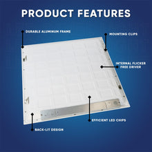 Load image into Gallery viewer, 2 - ft x 2 - ft LED Panel Light 20/30/40 Watt Adjustable, 4000K/5000K/6500K CCT Changeable, Dip Switch, 0 - 10V Dim, 120 - 277V, ETL DLC 5.1, Recessed Back - lit, For Office, Meeting Room, Hospital, School, Retail Stores - LEDMyPlace