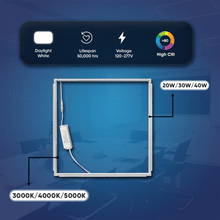 Load image into Gallery viewer, 2 ft. x 2 ft. LED T - Bar Panel Light, 20W/30W/40W Wattage adjustable, 3000K/4000K/5000K CCT Changeable, 4800LM, >80 CRI, Dimmable, ETL, DLC Listed, For Offices, Schools, Hospitality, Retail - LEDMyPlace