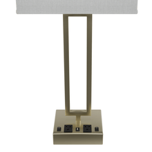 Load image into Gallery viewer, 2 - Light Bedside Table Lamp With 1 - USB Charging Port, 2 - Switches, 2 - outlets, 28 inch, Brushed Nickel Finish, For Living Room, Dorm, Bedroom Lamp - LEDMyPlace
