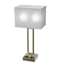 Load image into Gallery viewer, 2 - Light Bedside Table Lamp With 1 - USB Charging Port, 2 - Switches, 2 - outlets, 28 inch, Brushed Nickel Finish, For Living Room, Dorm, Bedroom Lamp - LEDMyPlace
