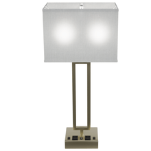 Load image into Gallery viewer, 2 - Light Bedside Table Lamp With 1 - USB Charging Port, 2 - Switches, 2 - outlets, 28 inch, Brushed Nickel Finish, For Living Room, Dorm, Bedroom Lamp - LEDMyPlace