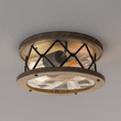 Load image into Gallery viewer, 2 - Light Flush Mount Ceiling Light - Modern Industrial Ceiling Light Fixture for Kitchen Hallway Bedroom, Matt Black+Wood Finish with Seeded Glass Cover - LEDMyPlace