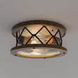 Load image into Gallery viewer, 2 - Light Flush Mount Ceiling Light - Modern Industrial Ceiling Light Fixture for Kitchen Hallway Bedroom, Matt Black+Wood Finish with Seeded Glass Cover - LEDMyPlace