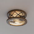 Load image into Gallery viewer, 2 - Light Flush Mount Ceiling Light - Modern Industrial Ceiling Light Fixture for Kitchen Hallway Bedroom, Matt Black+Wood Finish with Seeded Glass Cover - LEDMyPlace