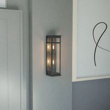 Load image into Gallery viewer, 2 - Light Wall Sconce, E12 Holder, 2X40W, Matte Black, Rectangular, Clear Glass Panels, 22 1/4" H x 5 1/2" W, Extends 6" from the wall - LEDMyPlace