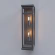 Load image into Gallery viewer, 2 - Light Wall Sconce, E12 Holder, 2X40W, Matte Black, Rectangular, Clear Glass Panels, 22 1/4" H x 5 1/2" W, Extends 6" from the wall - LEDMyPlace