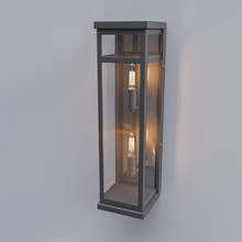 Load image into Gallery viewer, 2 - Light Wall Sconce, E12 Holder, 2X40W, Matte Black, Rectangular, Clear Glass Panels, 22 1/4" H x 5 1/2" W, Extends 6" from the wall - LEDMyPlace