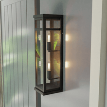 Load image into Gallery viewer, 2 - Light Wall Sconce, E12 Holder, 2X40W, Matte Black, Rectangular, Clear Glass Panels, 22 1/4" H x 5 1/2" W, Extends 6" from the wall - LEDMyPlace