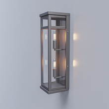 Load image into Gallery viewer, 2 - Light Wall Sconce, E12 Holder, 2X40W, Matte Black, Rectangular, Clear Glass Panels, 22 1/4" H x 5 1/2" W, Extends 6" from the wall - LEDMyPlace