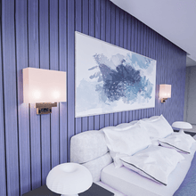Load image into Gallery viewer, 2 - Light, Wall Sconce for Bedroom with 2 Switch, 2 USB, 2 Type C &amp; 1 Outlet, White Fabric / Acrylic Shade, Wall Mounted Lamps for Hotel, Corridor and Restaurant - LEDMyPlace