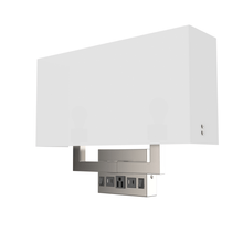 Load image into Gallery viewer, 2 - Light, Wall Sconce for Bedroom with 2 Switch, 2 USB, 2 Type C &amp; 1 Outlet, White Fabric / Acrylic Shade, Wall Mounted Lamps for Hotel, Corridor and Restaurant - LEDMyPlace